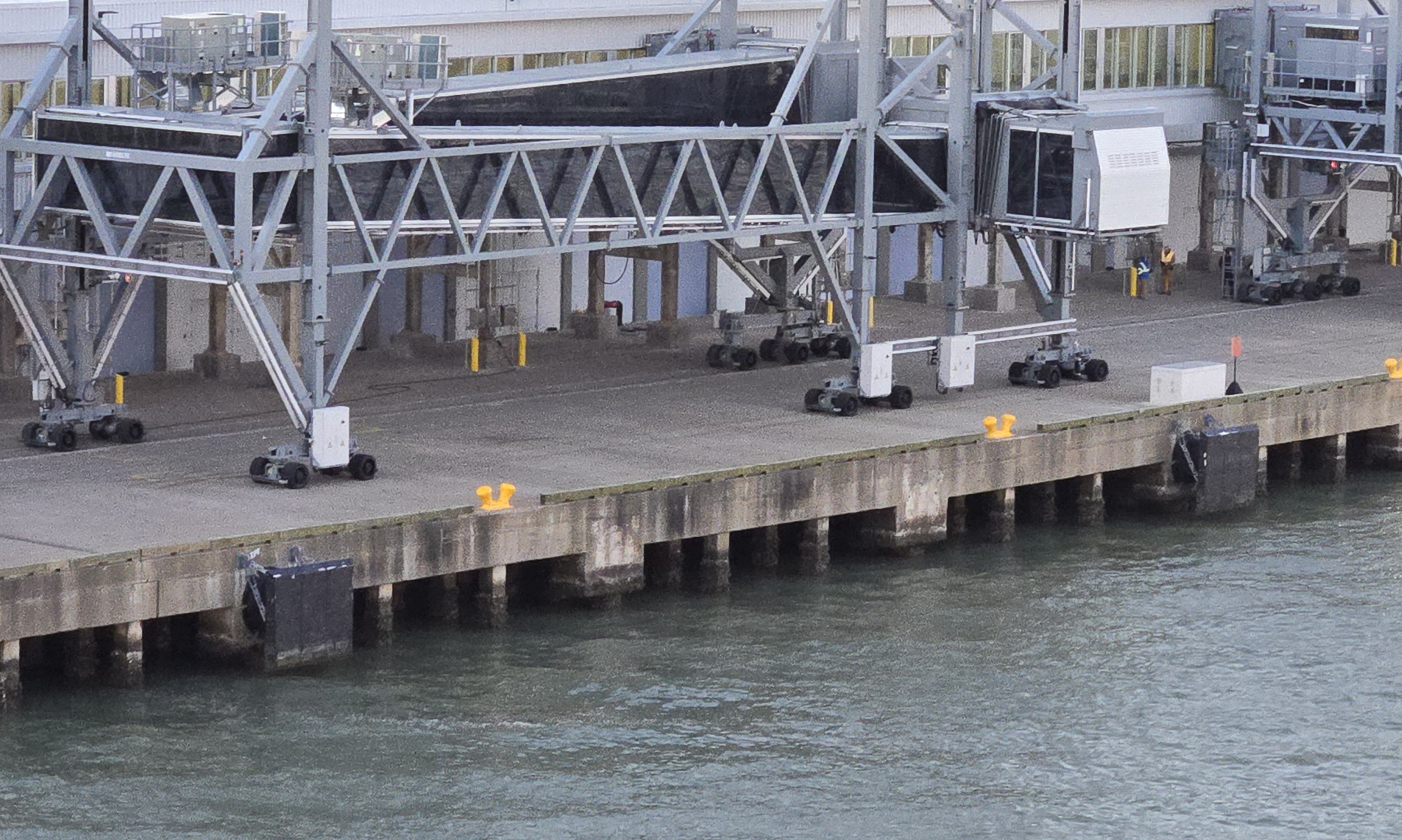 Metal walkway on dock