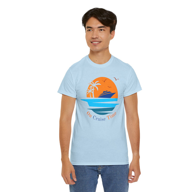 On Cruise Time 100% Heavy Cotton Unisex Tee, Cruise Vibes Tee, Summer Vacation Shirt,  Cruise Time Apparel,