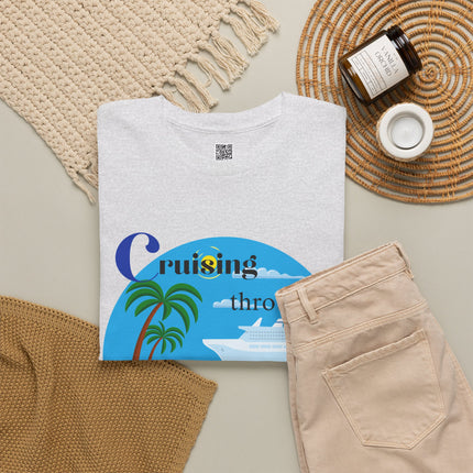 Cruisin' through Life One Port at a Time Unisex Heavy Cotton Tee - Beach Vibes T-Shirt, Summer Vacation Shirt, Travel Tee, Nautical Graphic Tee, Cruise Lover Gift