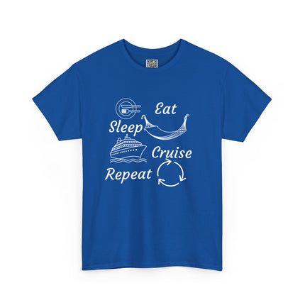 Eat, Sleep, Cruise, Repeat Unisex Heavy Cotton Tee - Soft and Comfortable Casual Shirt, Perfect for Everyday Wear, Gifts, and Celebrations