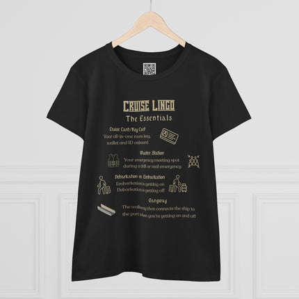 Women's Cruise Essentials 100% Cotton Tee, Vacation Shirt, Travel Gift, Graphic Tee, Relaxed Fit T-Shirt, Cruise Shirt