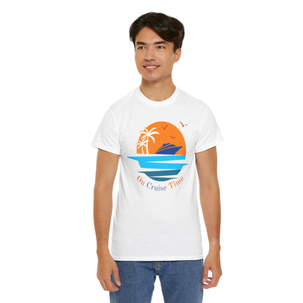 On Cruise Time 100% Heavy Cotton Unisex Tee, Cruise Vibes Tee, Summer Vacation Shirt,  Cruise Time Apparel,