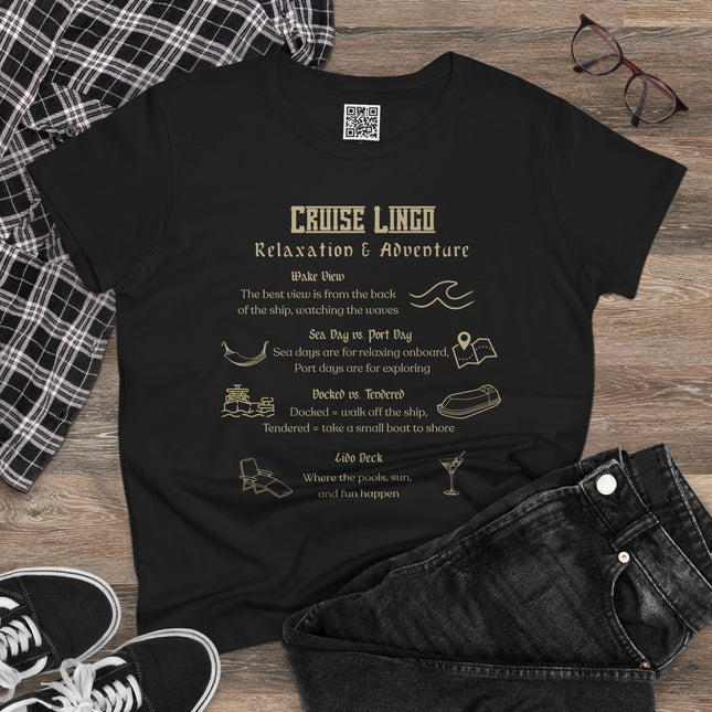 Cruise Lingo Adventure and Relaxation Women's Cotton Tee, Vacation Shirt, Travel Apparel, Summer Outfit, Gift for Adventurers, Cruise Enthusiast T-Shirt