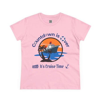 Countdown Is Over, It's Cruise Time Women's Cotton Tee, Vacation T-Shirt, Cruise Set, Travel Apparel