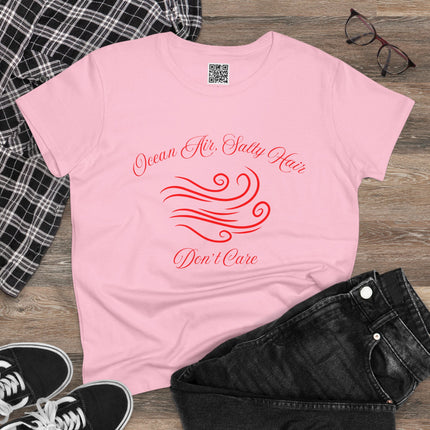 Ocean Air, Salty Hair, Don't Care Women's Tee, Ocean Vibe Cotton Shirt, Beach Lover Gift, Summer Tee, Casual Everyday Wear, Tide Chaser Top