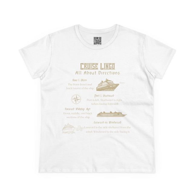 Cruise Lingo: All About Directions 10% pre-shrunk Cotton Tee - Navigate Life with Style, Perfect for Travelers, Adventure Seekers, Casual Wear, Cruise Vacation
