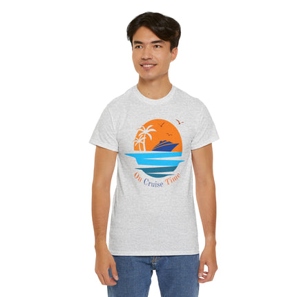 On Cruise Time 100% Heavy Cotton Unisex Tee, Cruise Vibes Tee, Summer Vacation Shirt,  Cruise Time Apparel,