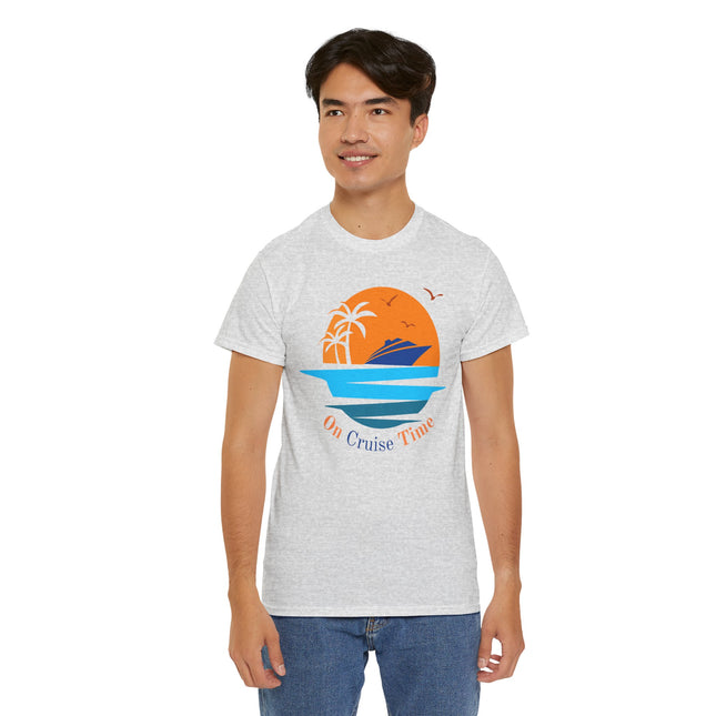 On Cruise Time 100% Heavy Cotton Unisex Tee, Cruise Vibes Tee, Summer Vacation Shirt,  Cruise Set