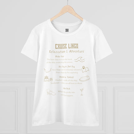 Cruise Lingo Adventure and Relaxation Women's Cotton Tee, Vacation Shirt, Travel Apparel, Summer Outfit, Gift for Adventurers, Cruise Enthusiast T-Shirt