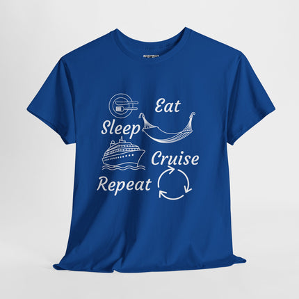 Eat, Sleep, Cruise, Repeat Unisex Heavy Cotton Tee - Soft and Comfortable Casual Shirt, Perfect for Everyday Wear, Gifts, and Celebrations
