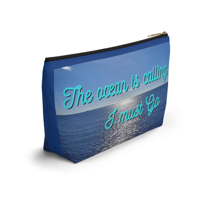 The Ocean is Calling Accessory Pouch w T-bottom