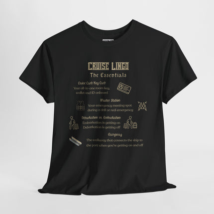 Cruise Essentials Unisex Heavy Cotton Tee, Vacation Shirt, Travel Gift, Graphic Tee, Relaxed Fit T-Shirt, Cruise Shirt