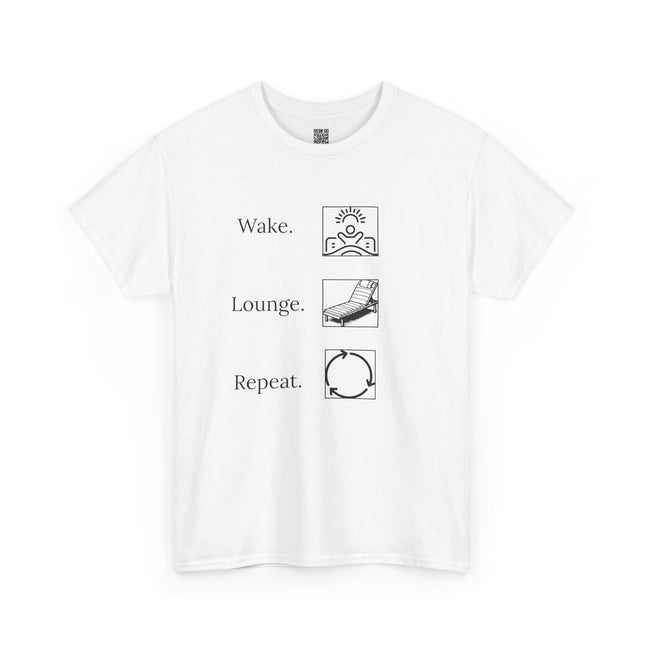 Wake, Lounge, Repeat Vacation Shirt, Unisex Heavy Cotton Tee - Casual Wear
