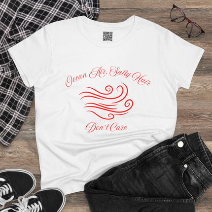 Ocean Air, Salty Hair, Don't Care Women's Tee, Ocean Vibe Cotton Shirt, Beach Lover Gift, Summer Tee, Casual Everyday Wear, Tide Chaser Top