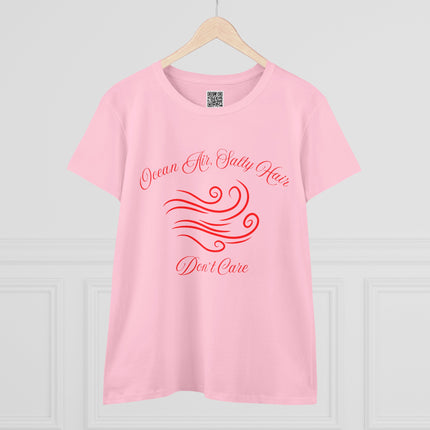 Ocean Air, Salty Hair, Don't Care Women's Tee, Ocean Vibe Cotton Shirt, Beach Lover Gift, Summer Tee, Casual Everyday Wear, Tide Chaser Top