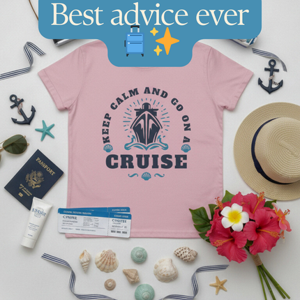 Keep Calm and Go on a Cruise Women's Tee, Cruise-Themed Women's Midweight Cotton Tee, Travel Shirt, Cruise Set