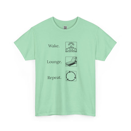 Wake, Lounge, Repeat Vacation Shirt, Unisex Heavy Cotton Tee - Casual Wear