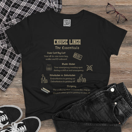 Women's Cruise Essentials 100% Cotton Tee, Vacation Shirt, Travel Gift, Graphic Tee, Relaxed Fit T-Shirt, Cruise Shirt
