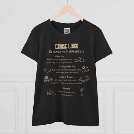 Cruise Lingo Adventure and Relaxation Women's Cotton Tee, Vacation Shirt, Travel Apparel, Summer Outfit, Gift for Adventurers, Cruise Enthusiast T-Shirt