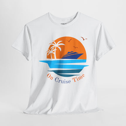 On Cruise Time 100% Heavy Cotton Unisex Tee, Cruise Vibes Tee, Summer Vacation Shirt,  Cruise Time Apparel,