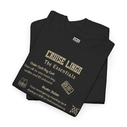 Cruise Essentials Unisex Heavy Cotton Tee, Vacation Shirt, Travel Gift, Graphic Tee, Relaxed Fit T-Shirt, Cruise Shirt
