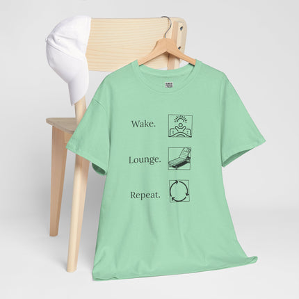 Wake, Lounge, Repeat Vacation Shirt, Unisex Heavy Cotton Tee - Casual Wear