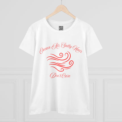 Ocean Air, Salty Hair, Don't Care Women's Tee, Ocean Vibe Cotton Shirt, Beach Lover Gift, Summer Tee, Casual Everyday Wear, Tide Chaser Top