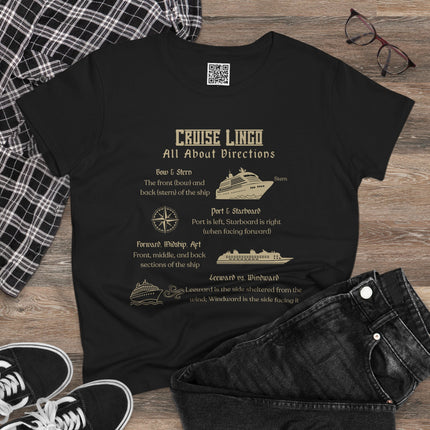 Cruise Lingo: All About Directions 10% pre-shrunk Cotton Tee - Navigate Life with Style, Perfect for Travelers, Adventure Seekers, Casual Wear, Cruise Vacation