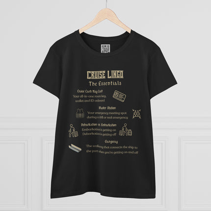 Women's Cruise Essentials 100% Cotton Tee, Vacation Shirt, Travel Gift, Graphic Tee, Relaxed Fit T-Shirt, Cruise Shirt