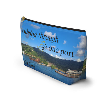 Cruising Through Life One Port at a Time Accessory Pouch w T-bottom