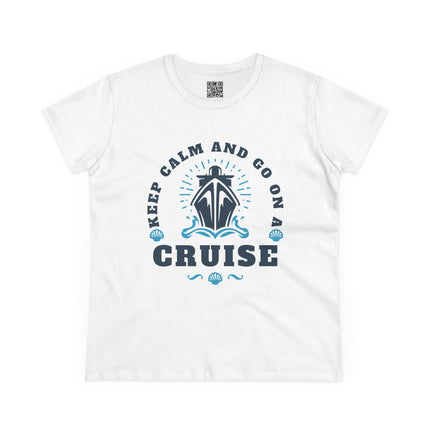 Keep Calm and Go on a Cruise Women's Tee, Cruise-Themed Women's Midweight Cotton Tee, Travel Shirt, Cruise Set