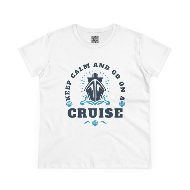 Keep Calm and Go on a Cruise Women's Tee, Cruise-Themed Women's Midweight Cotton Tee, Travel Shirt, Cruise Set