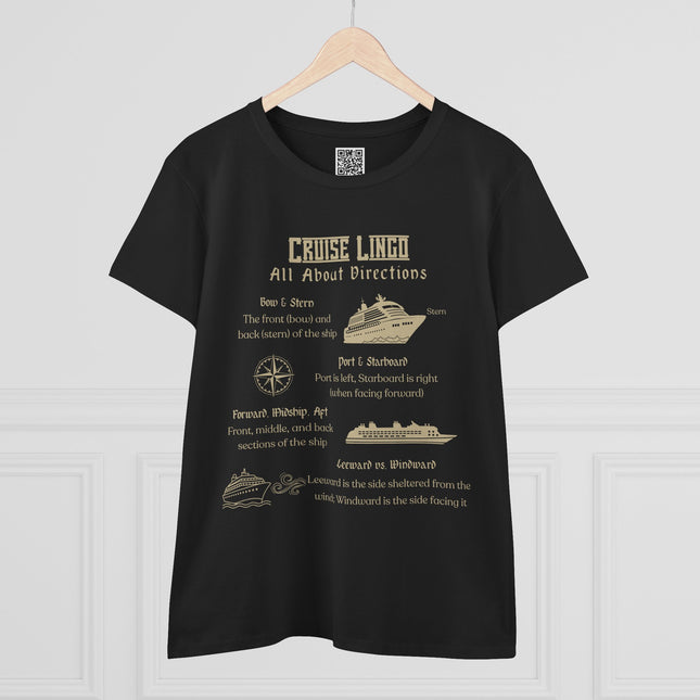 Cruise Lingo: All About Directions 10% pre-shrunk Cotton Tee - Navigate Life with Style, Perfect for Travelers, Adventure Seekers, Casual Wear, Cruise Vacation