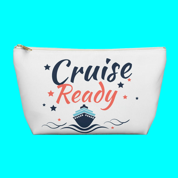 White pouch with 'Cruise Ready' text and ship design on a white background