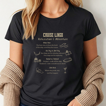 Cruise Lingo Adventure and Relaxation Women's Cotton Tee, Vacation Shirt, Travel Apparel, Summer Outfit, Gift for Adventurers, Cruise Enthusiast T-Shirt