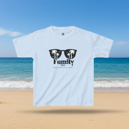 Light blue t-shirt with sunglasses and Family vacation 2026 text