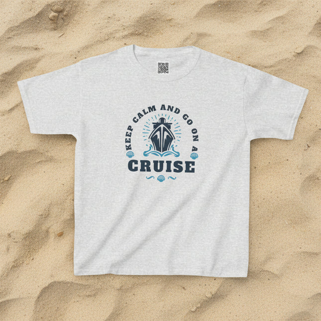 gray t-shirt with 'Keep Calm and Go on a Cruise' text and graphic.