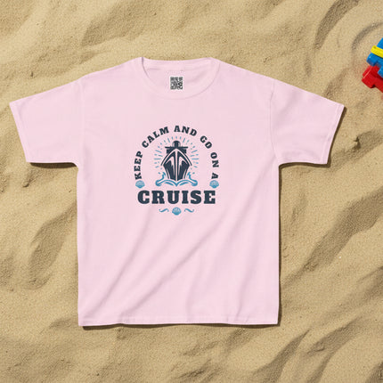 pink t-shirt with 'Keep Calm and Go on a Cruise' text and graphic.